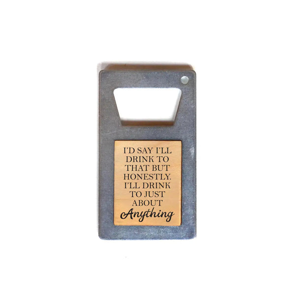 Metal & Wood Funny Bottle Opener Magnet
