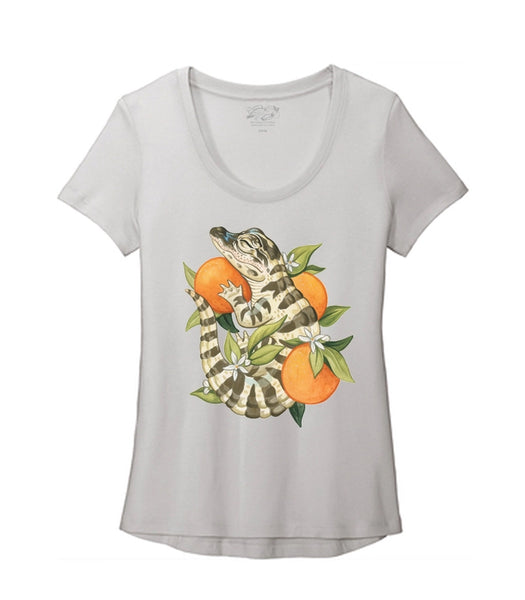 Sleeping Gator Scoop Neck Tee Shirt