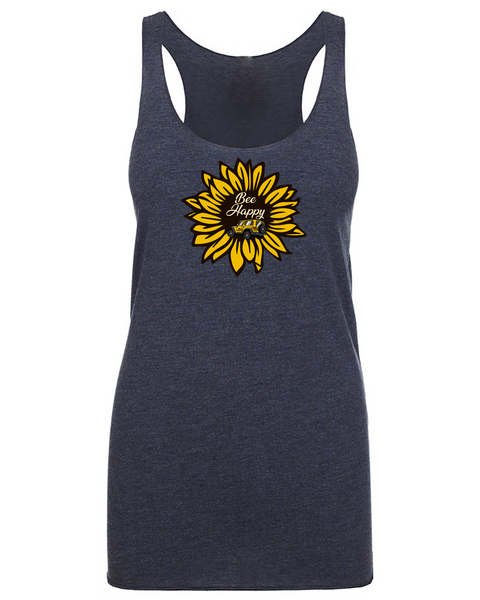 Bee Happy Sunflower Racerback Tank