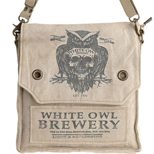 White Owl Brewery Canvas Flap Over Shoulder Bag
