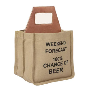 Weekend Forecast 100% Chance of Beer 6 Pack Canvas Tote
