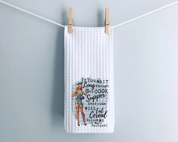 Eat Cereal Waffle Weave Dish Towel