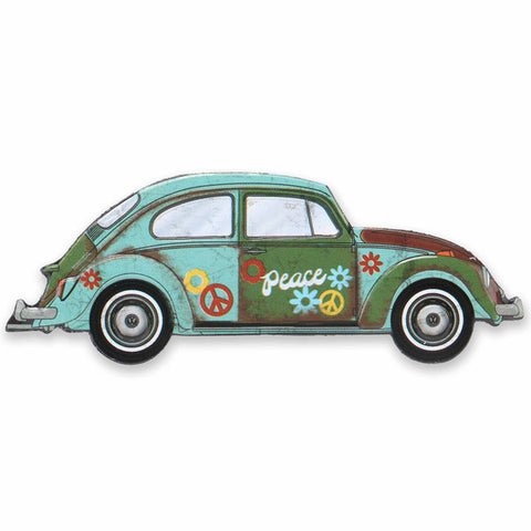 Retro Volkswagen Beetle Embossed Metal Magnet