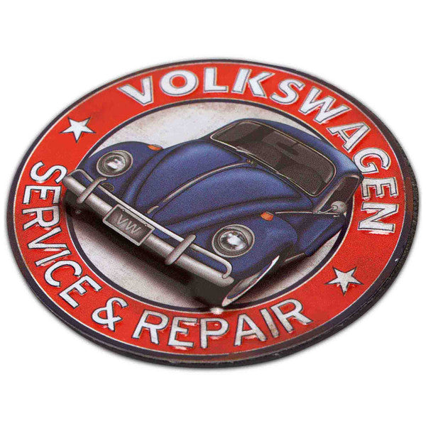 Volkswagen Service Beetle Embossed Metal Magnet