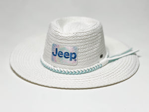 Jeep Tie Dye Patch Ladies Straw Panama Hat