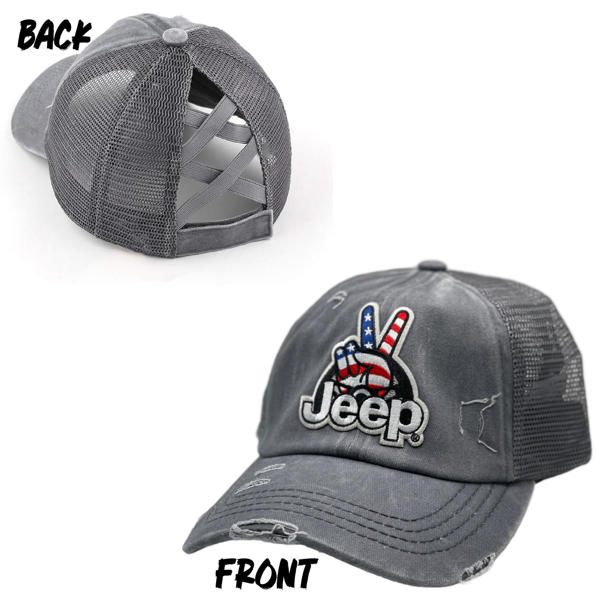 Jeep Wave Criss-Cross Ponytail Baseball Hat