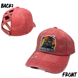 Beach Rated Criss-Cross Ponytail Baseball Hat