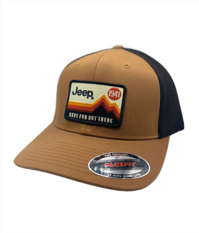 Have Fun Out There Jeep Retro Patch Mesh Flexfit Trucker Hat