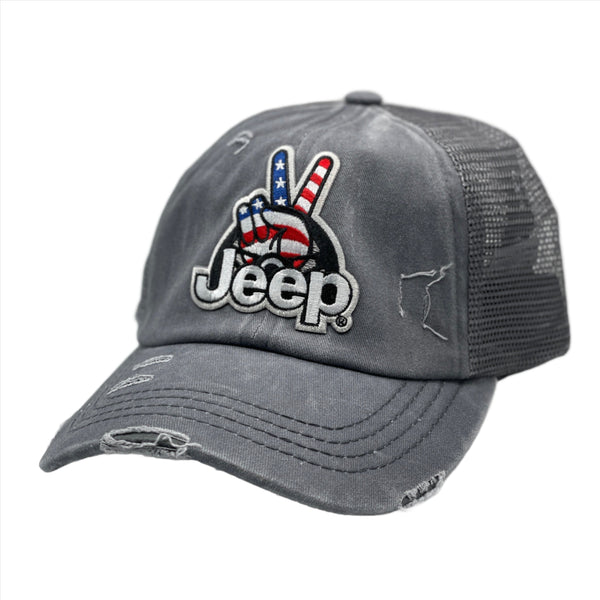 Jeep Wave Criss-Cross Ponytail Baseball Hat