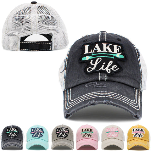Lake Life Distressed Trucker Hat