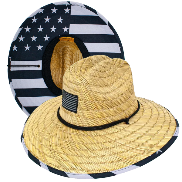 Freedom B/W American Flag Lifeguard Straw Hat