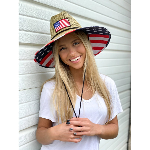 Freedom R/W/B American Flag Lifeguard Straw Hat
