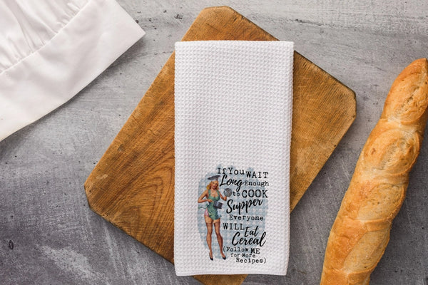Eat Cereal Waffle Weave Dish Towel