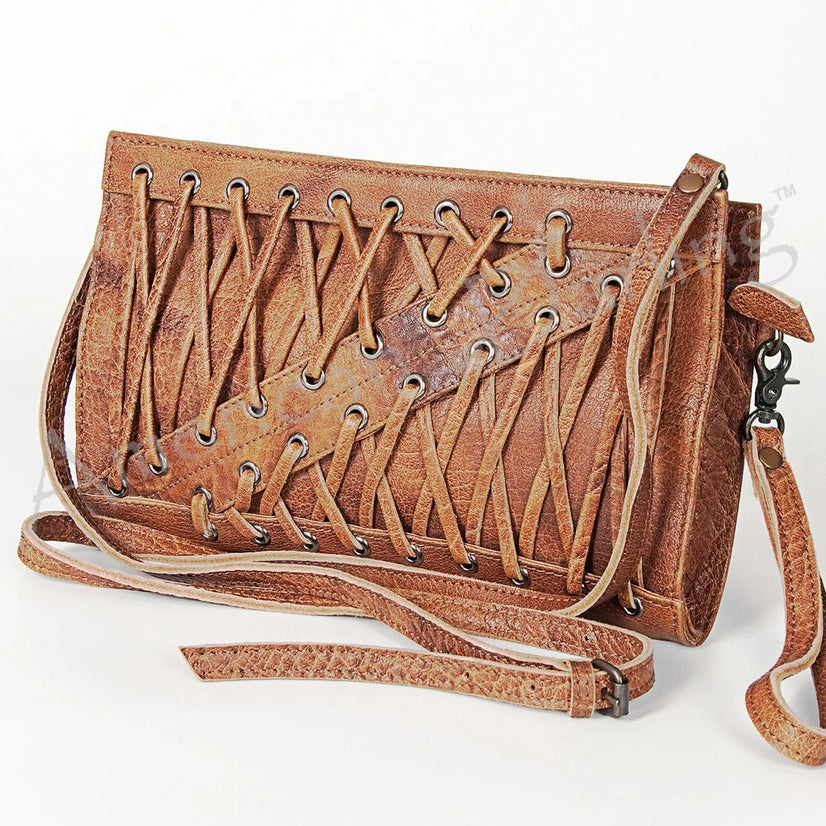 Laced Leather Crossbody/Wristlet