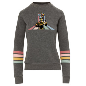 Ride On Striped Sleeve Crewneck Fleece