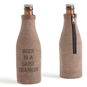 Beer is a Game Changer Canvas Bottle Koozie