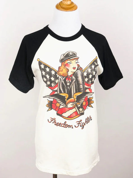 Freedom Fighter Short Raglan Tee Ladies Tee