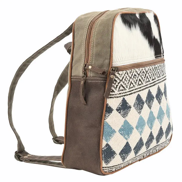 Multi Fabric Cowhide Backpack
