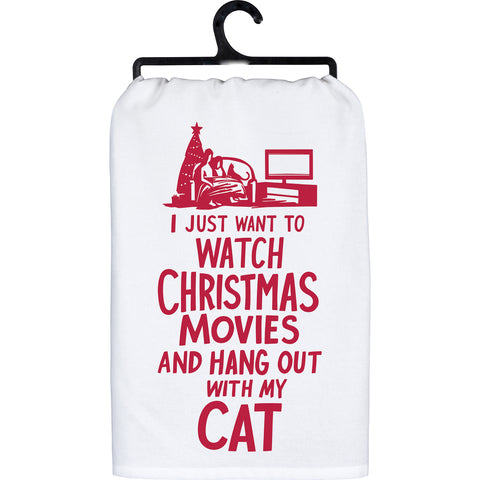 Watch Christmas Movies With Cat Kitchen Towel