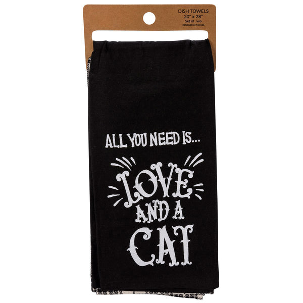 Stay at Home Cat Mom/All you need is Love and Cat Kitchen Towel Set
