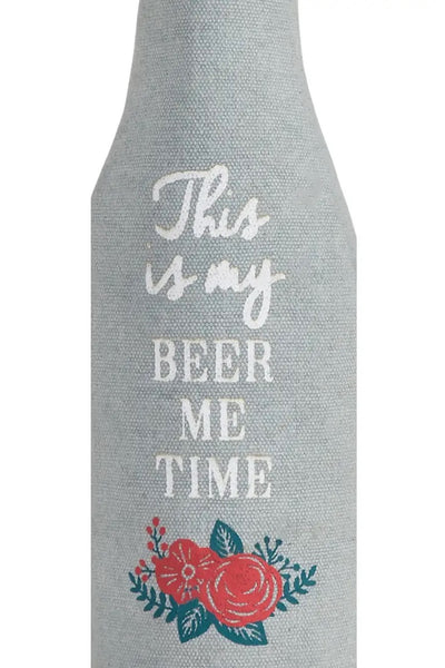 Beer Me Time Canvas Bottle Koozie