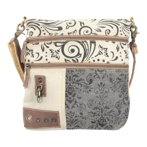 Floral Double Zipper Shoulder Bag