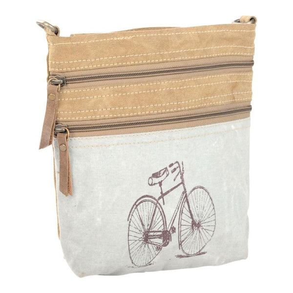 Two Tone Bike Double Zipper Shoulder Bag
