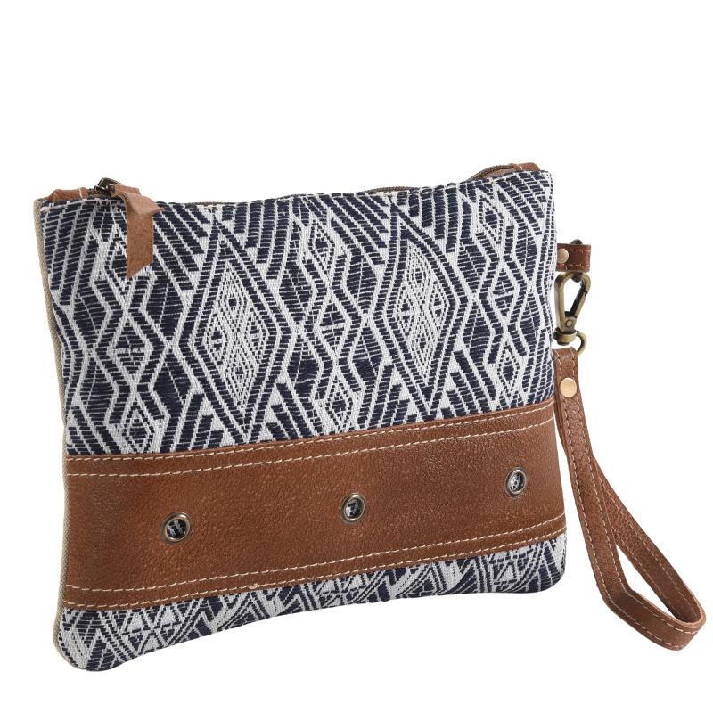 Blue Rug Leather Wristlet Pouch