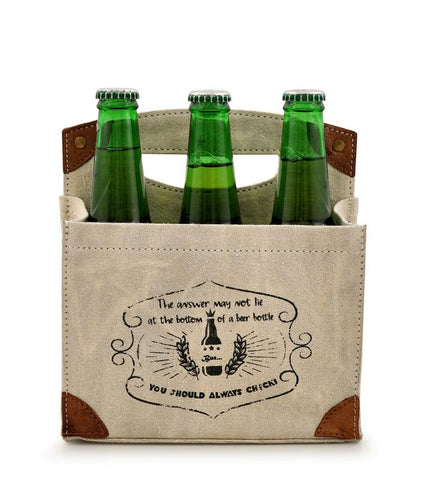 Answer Bottom of Beer Bottle 6 Pack Canvas Tote