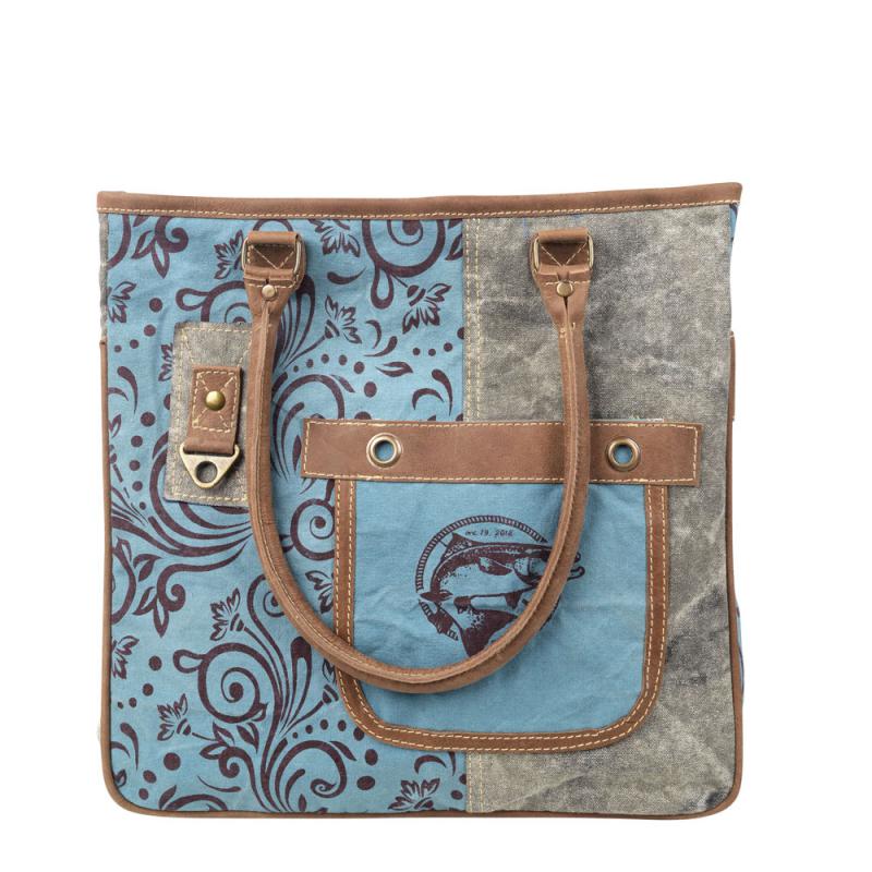Blue and Brown Fish Tote