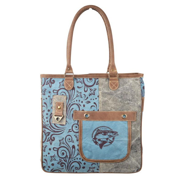 Blue and Brown Fish Tote