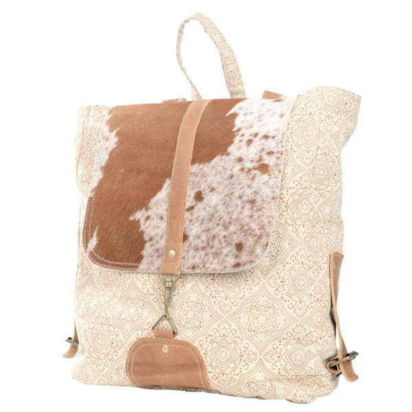 Cowhide Cream Flap Over Backpack
