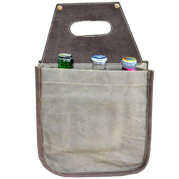 Blue & Gray Fabric Bottle 6 Pack Canvas Tote