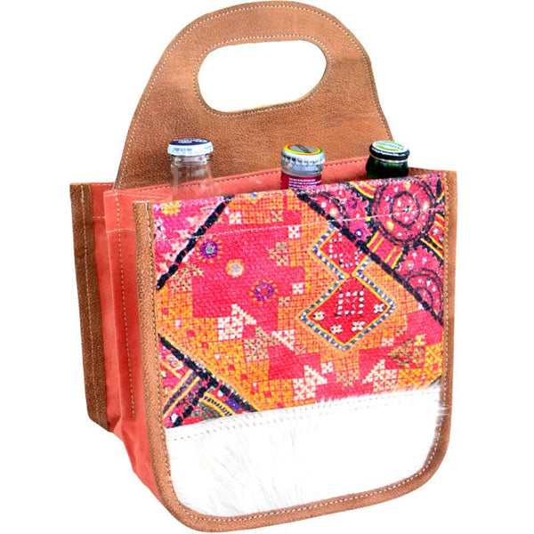 Pink & Orange Fabric Bottle 6 Pack Canvas Tote