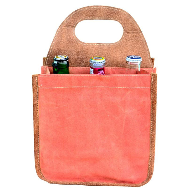 Pink & Orange Fabric Bottle 6 Pack Canvas Tote