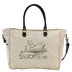 Enjoy the Ride Frayed Tote with Strap