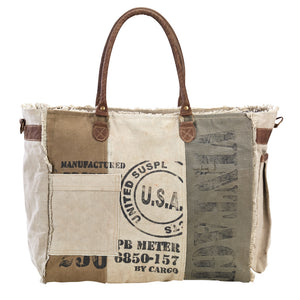 Usa Frayed Tote with Strap