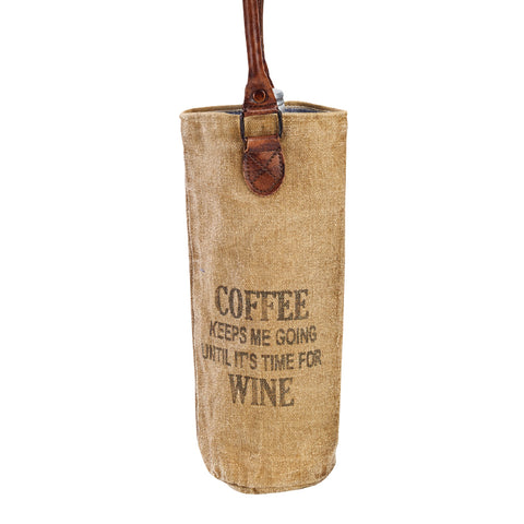 Coffee Until Wine Canvas Wine Tote