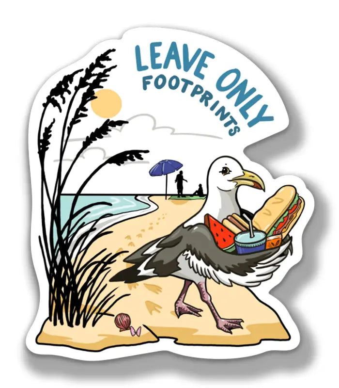 Leave Only Footprints Seagull Sticker