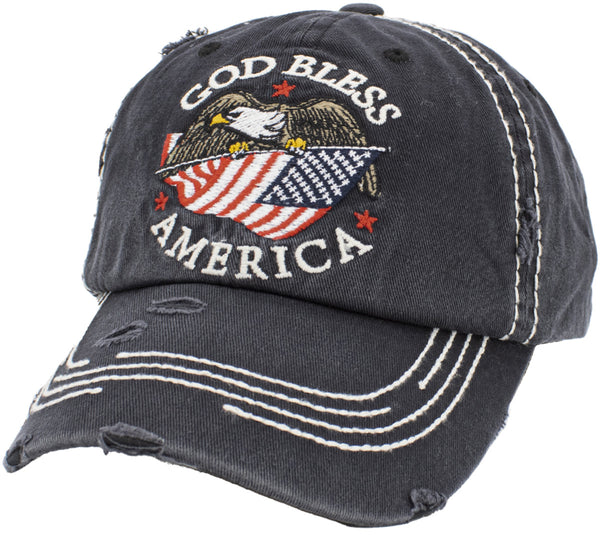 God Bless America Vintage Distressed Hat