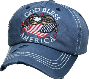 God Bless America Vintage Distressed Hat