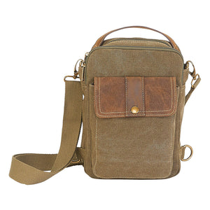 Washed Canvas Crossbody Military Green Sling Bag