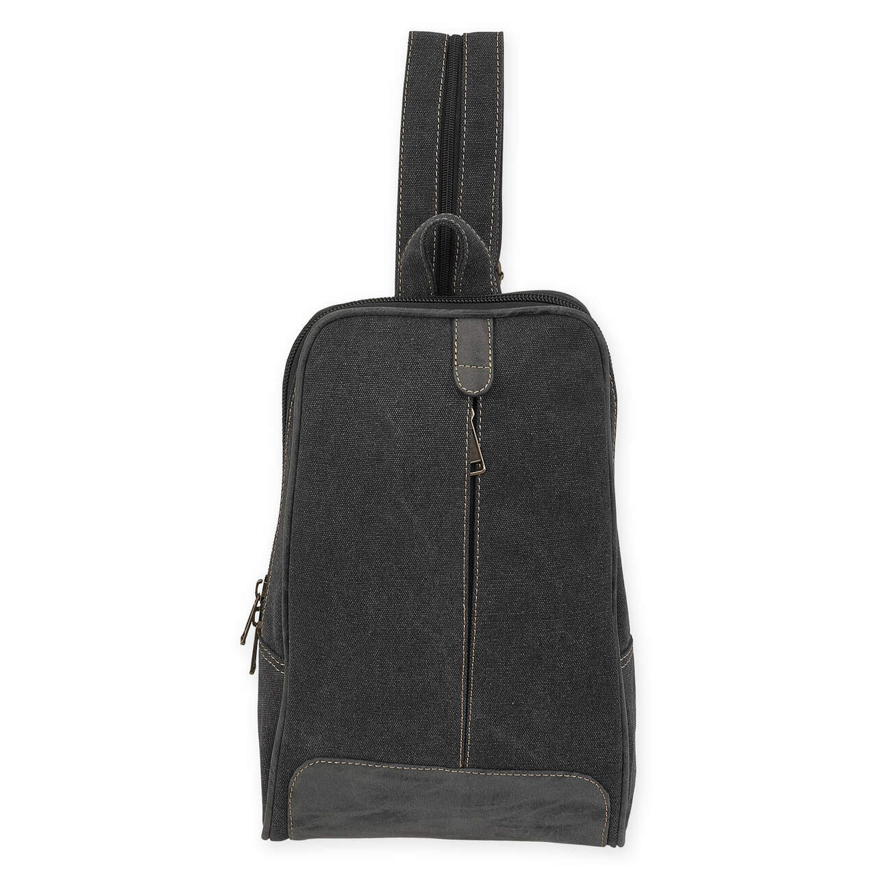 Washed Canvas Charcoal Leather Sling/Backpack
