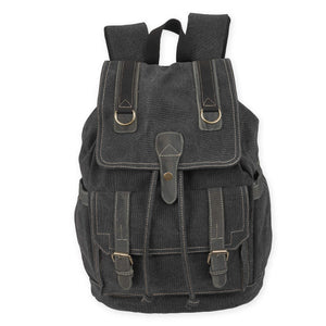 Washed Canvas Flap Over Cinch Backpack