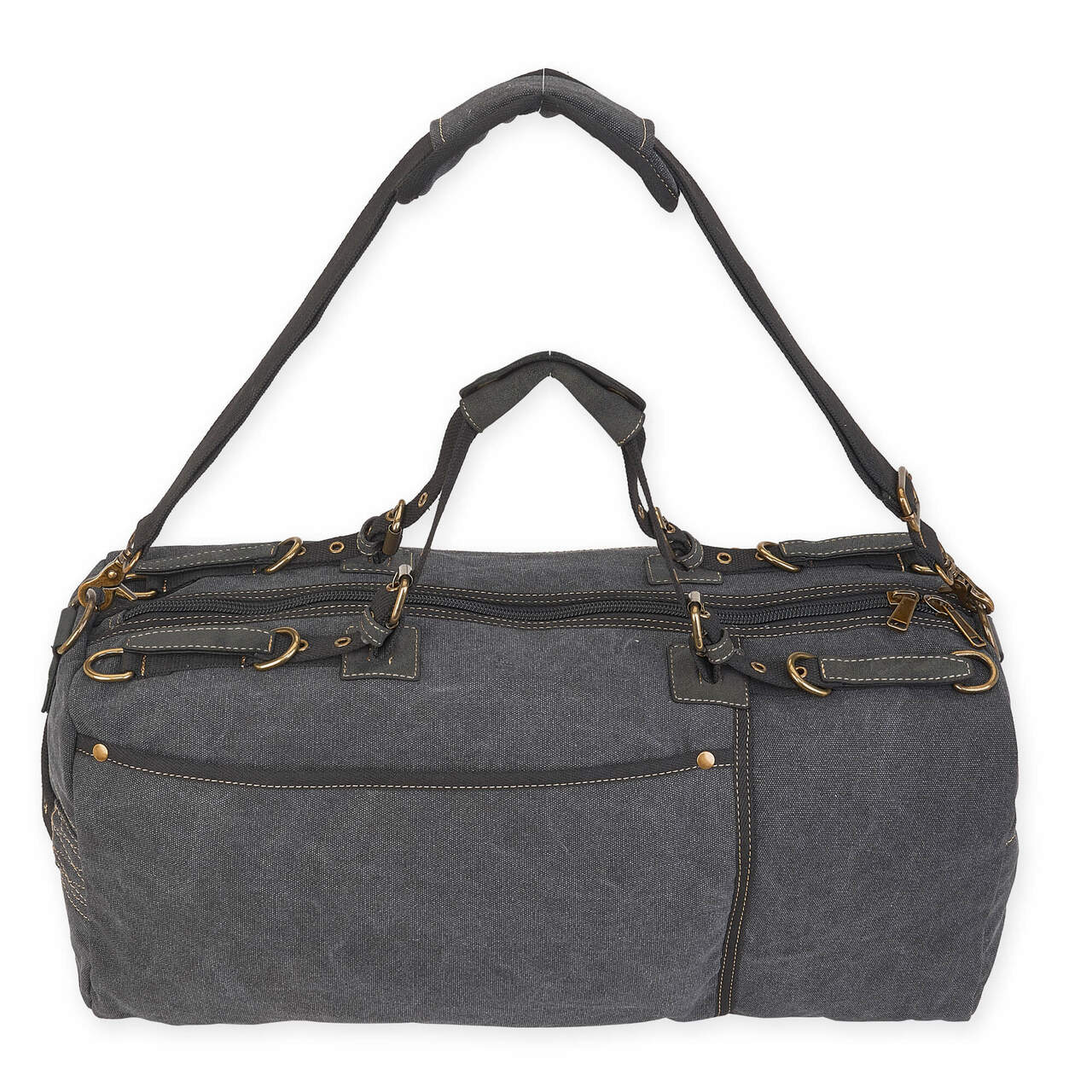 Charcoal Washed Canvas Duffle Bag