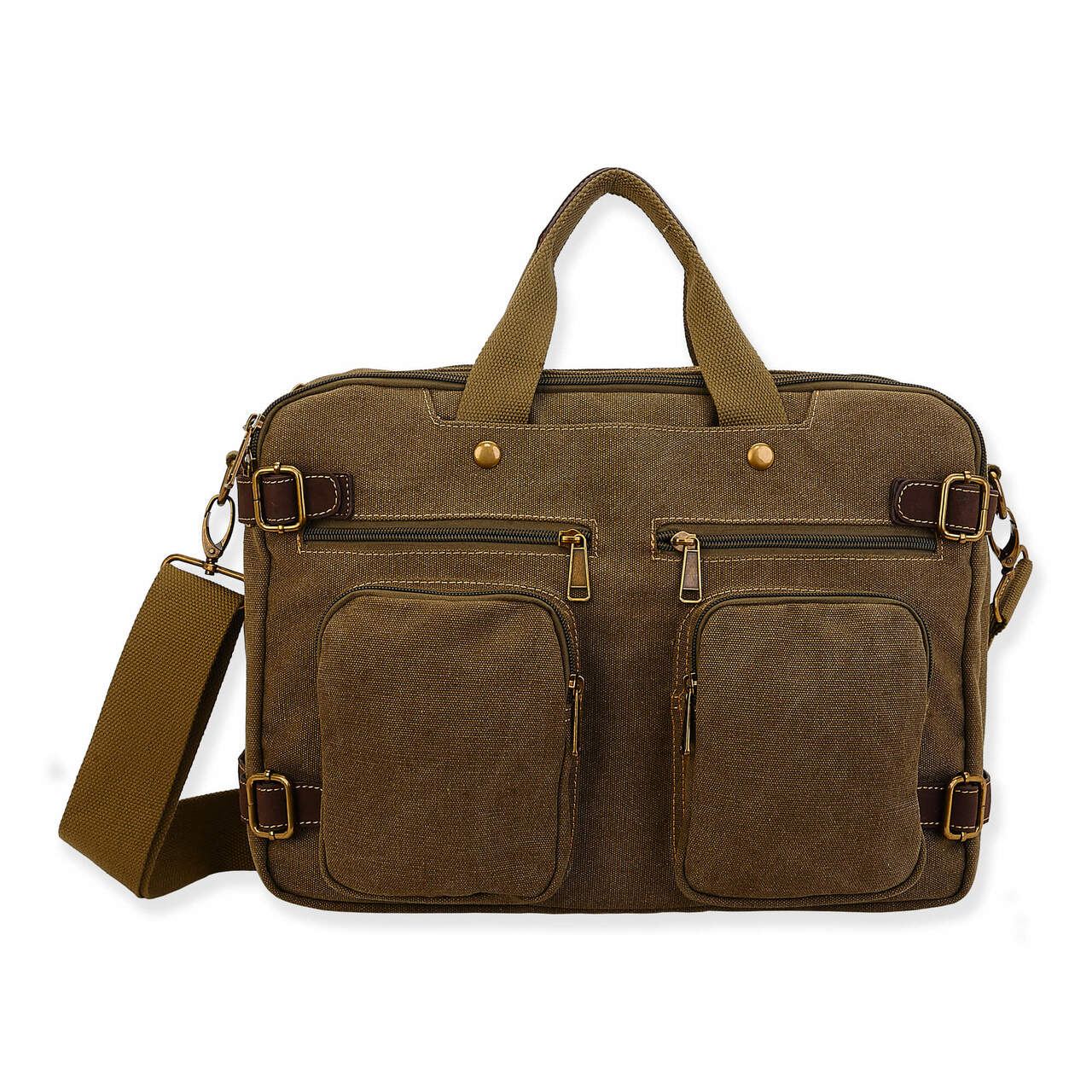 Washed Canvas Military Green Messenger